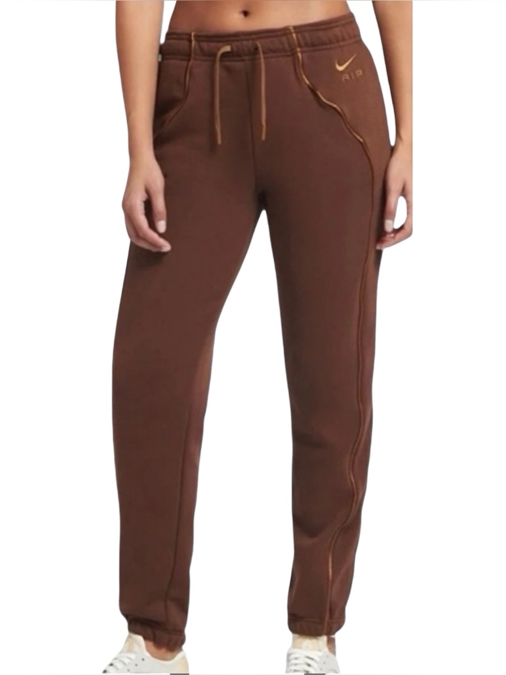 Nike Sportswear Air Fleece Mid-Rise Joggers Brown Women’s Large Pants Sweatpants